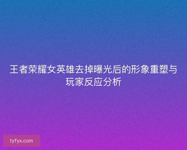 王者荣耀女英雄去掉曝光后的形象重塑与玩家反应分析