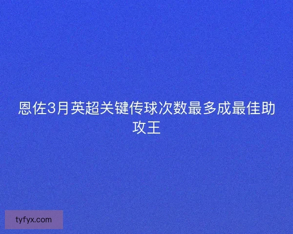 恩佐3月英超关键传球次数最多成最佳助攻王