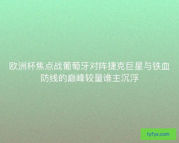 欧洲杯焦点战葡萄牙对阵捷克巨星与铁血防线的巅峰较量谁主沉浮